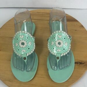 Jack Rogers Georgica Mint Green Metallic Accent Jelly Thong Sandals Beach Size 7